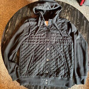 RVCA Black Quilted Hoodie Jacket